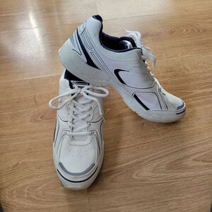Men’s White Sneakers With Navy Accents by Action Flex Size 11